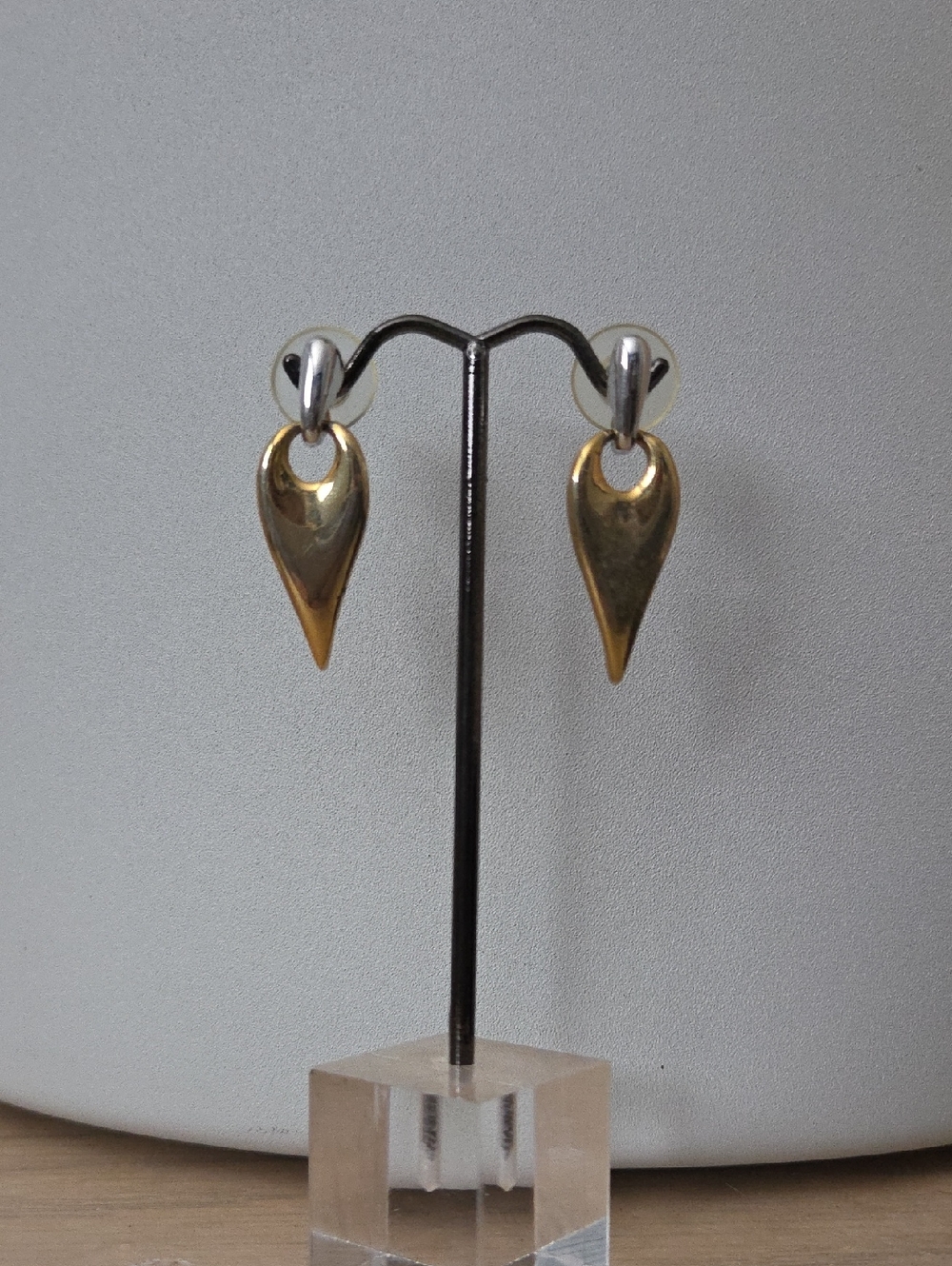 Two-Tone Teardrop Leaf Linked Dangle Earrings In Gold- & Silver-Tone